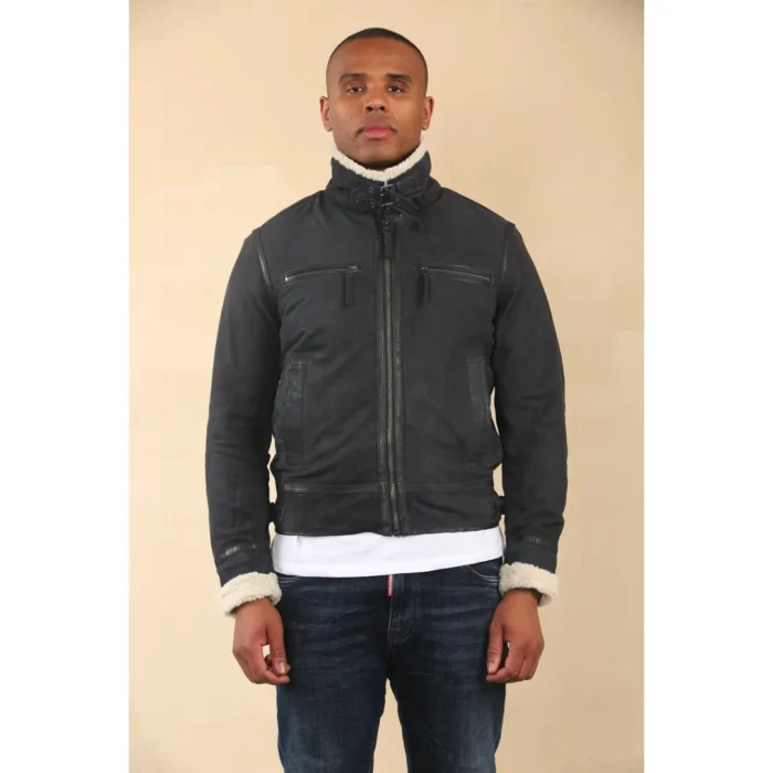 Men's Suede Pilot Aviator Leather Jacket - Image 3