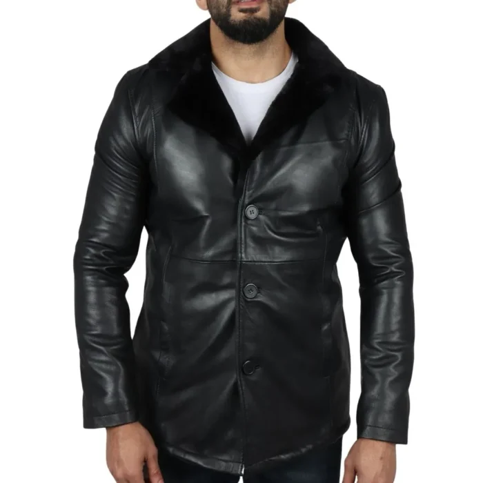 Men's Fur Lining Blazer Coat Jacket Real Leather - Image 1