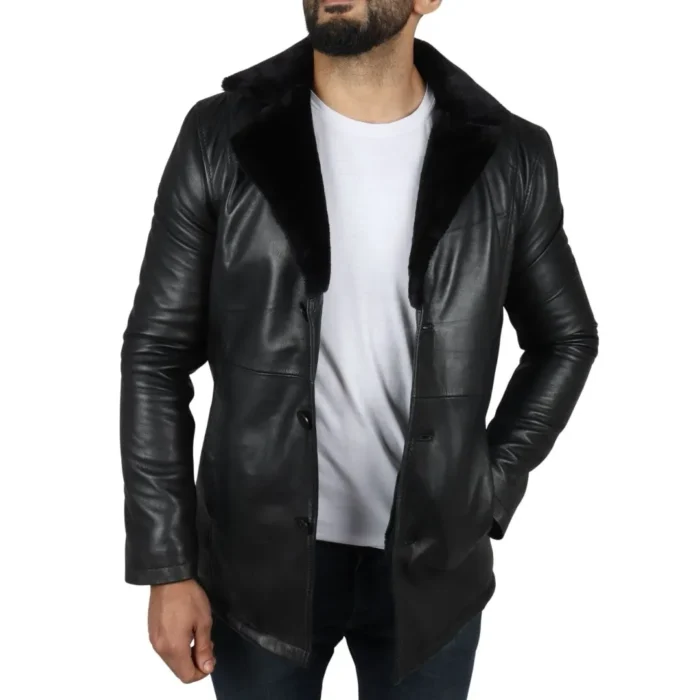 Men's Fur Lining Blazer Coat Jacket Real Leather - Image 3