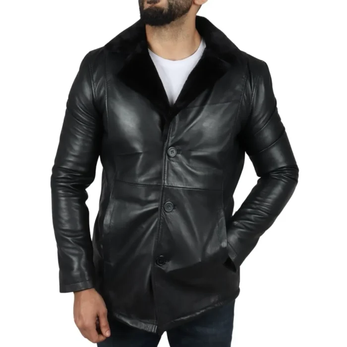 Men's Fur Lining Blazer Coat Jacket Real Leather - Image 2
