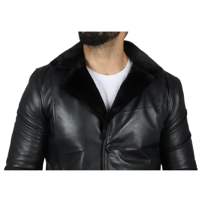 Men's Fur Lining Blazer Coat Jacket Real Leather - Image 5
