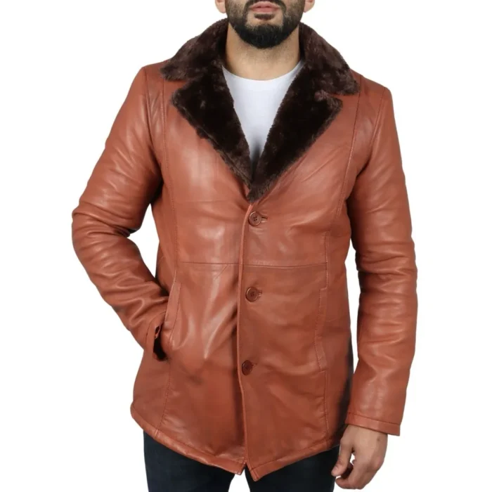 Men's Fur Lining Blazer Coat Jacket Real Leather - Image 10