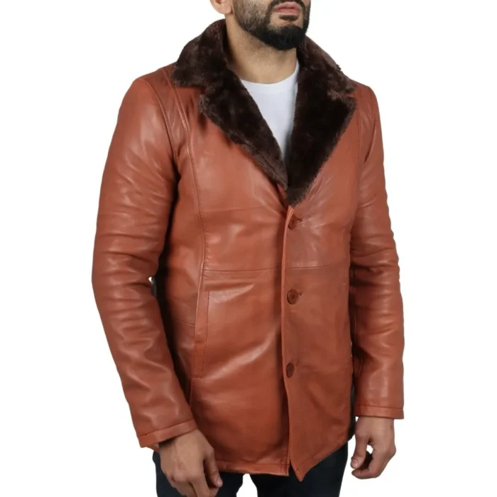 Men's Fur Lining Blazer Coat Jacket Real Leather - Image 11