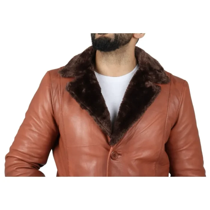 Men's Fur Lining Blazer Coat Jacket Real Leather - Image 13