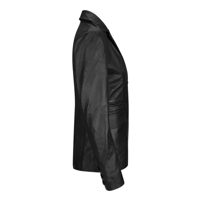 Ladies Women Real Black Leather slim Fit Blazer Jacket - Image 2