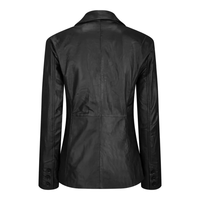 Ladies Women Real Black Leather slim Fit Blazer Jacket - Image 3