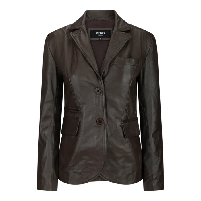 Ladies Women Real Black Leather slim Fit Blazer Jacket - Image 5