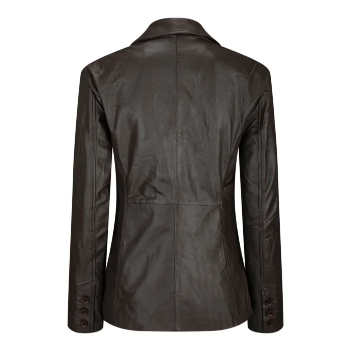Ladies Women Real Black Leather slim Fit Blazer Jacket - Image 7