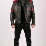 Aviatrix Mens Genuine Real Leather Black Biker Jacket Retro Vintage Tailored Fit - Image 3