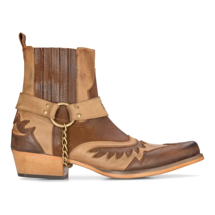 Mens Western Cowboy Boots Vintage Pointed Knight Ankle Country Boot Riding Real Leather - Image 6