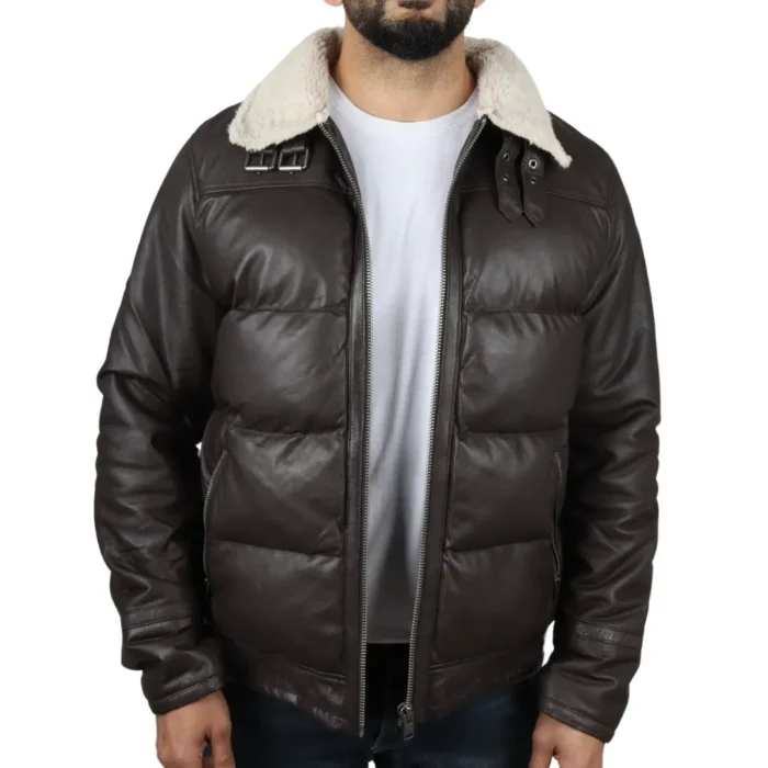 Men's Puffer Quilted Aviator Bomber Flying Fleece Lining Jacket - Image 9