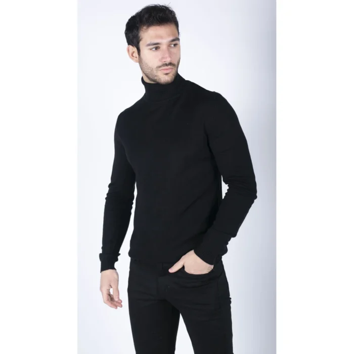 Mens Polar Neck Jumper Roll Neck High Turtle Neck Slim Fit Light Weight - Image 2