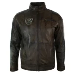 Mens Vintage Antique Brown Biker Style Real Leather Jacket Retro Casual Design