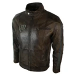 Mens Vintage Antique Brown Biker Style Real Leather Jacket Retro Casual Design - Image 2