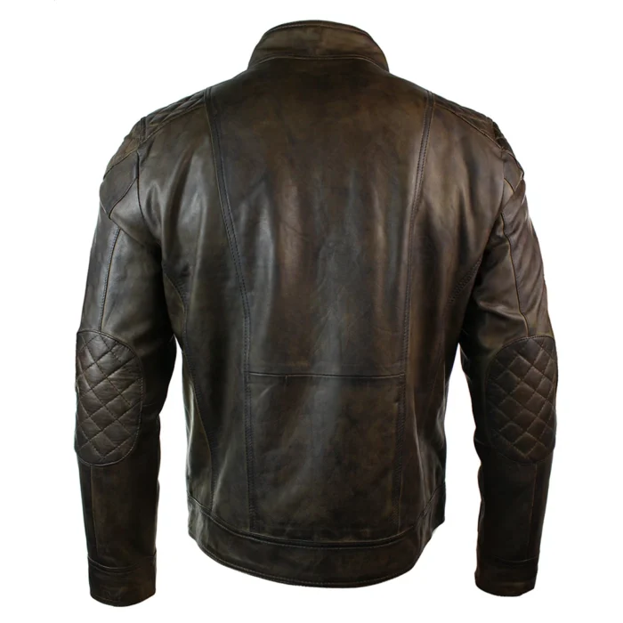 Mens Vintage Antique Brown Biker Style Real Leather Jacket Retro Casual Design - Image 4
