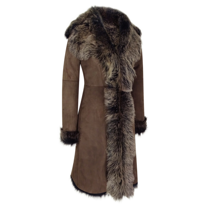 Ladies Women Gold Brown 3/4 Length Warm Luxury Toscana Sheepskin Coat - Image 2