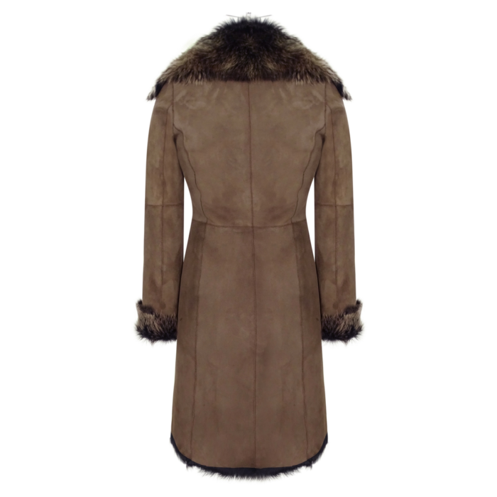 Ladies Women Gold Brown 3/4 Length Warm Luxury Toscana Sheepskin Coat - Image 5