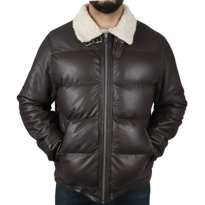Men's Puffer Quilted Aviator Bomber Flying Fleece Lining Jacket - Image 10