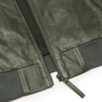 Mens Blue Black Hood Real Leather Bomber Jacket Red Stripes Quilted Slim Fit Casual - Image 19