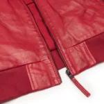 Mens Blue Black Hood Real Leather Bomber Jacket Red Stripes Quilted Slim Fit Casual - Image 29