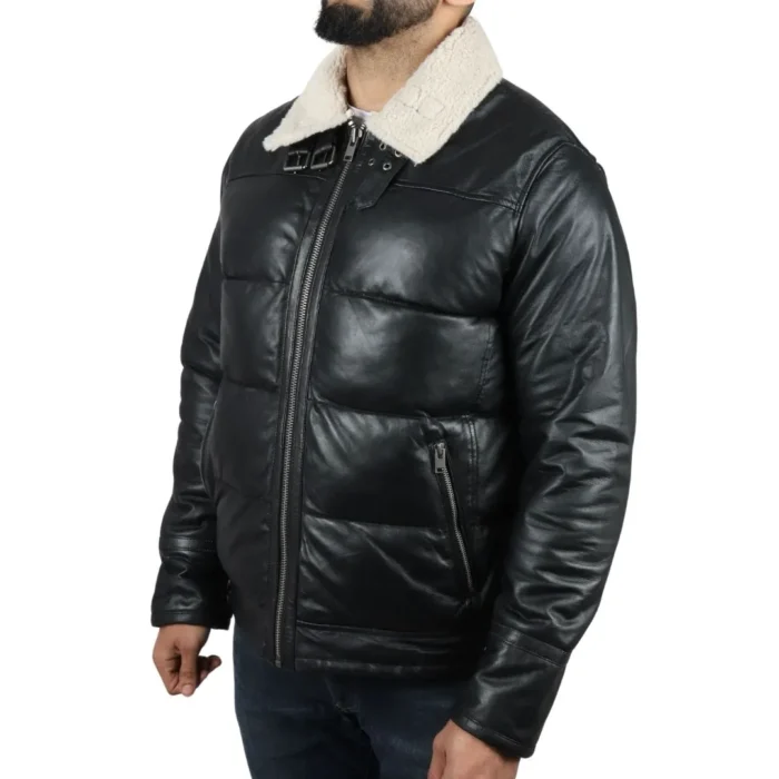Men's Puffer Quilted Aviator Bomber Flying Fleece Lining Jacket - Image 6