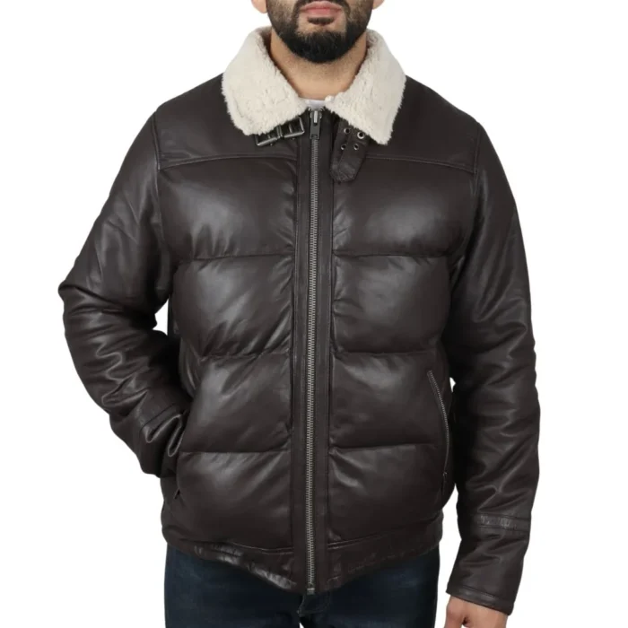 Men's Puffer Quilted Aviator Bomber Flying Fleece Lining Jacket - Image 11