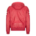 Mens Blue Black Hood Real Leather Bomber Jacket Red Stripes Quilted Slim Fit Casual - Image 28
