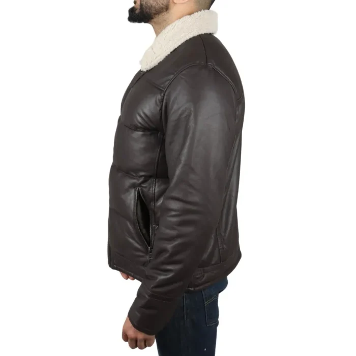Men's Puffer Quilted Aviator Bomber Flying Fleece Lining Jacket - Image 12