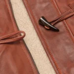 Mens Real Leather Hood Duffle Safari Jacket Long 3/4 Fur Washed Vintage Brown - Image 8
