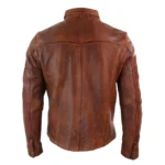 Mens Tan Timber Wine Red Washed Slim Fit Shirt Jacket Retro Smart Casual Genuine Leather - Image 10