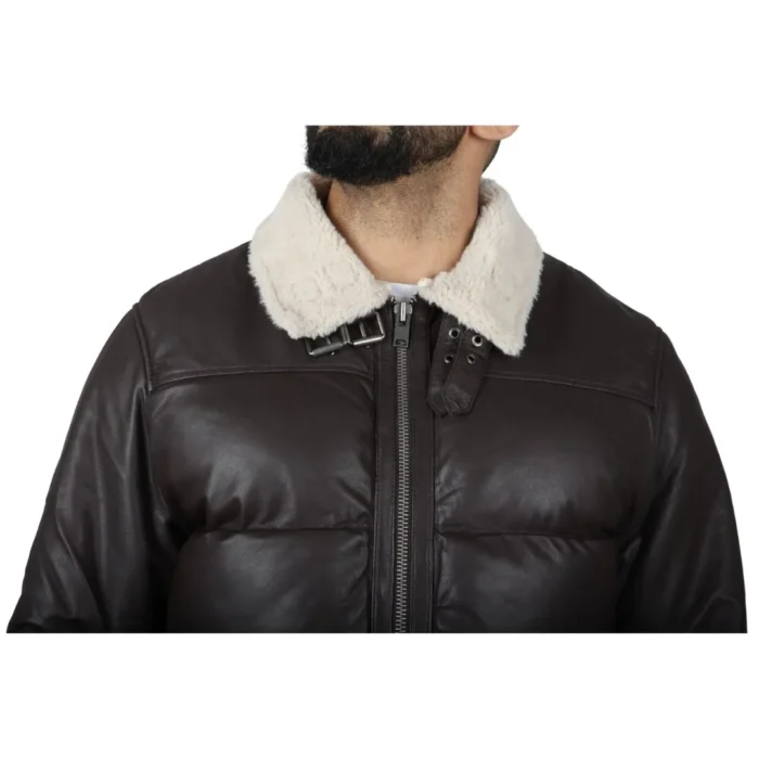 Men's Puffer Quilted Aviator Bomber Flying Fleece Lining Jacket - Image 14