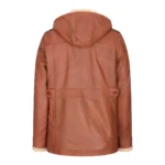 Mens Real Leather Hood Duffle Safari Jacket Long 3/4 Fur Washed Vintage Brown - Image 10
