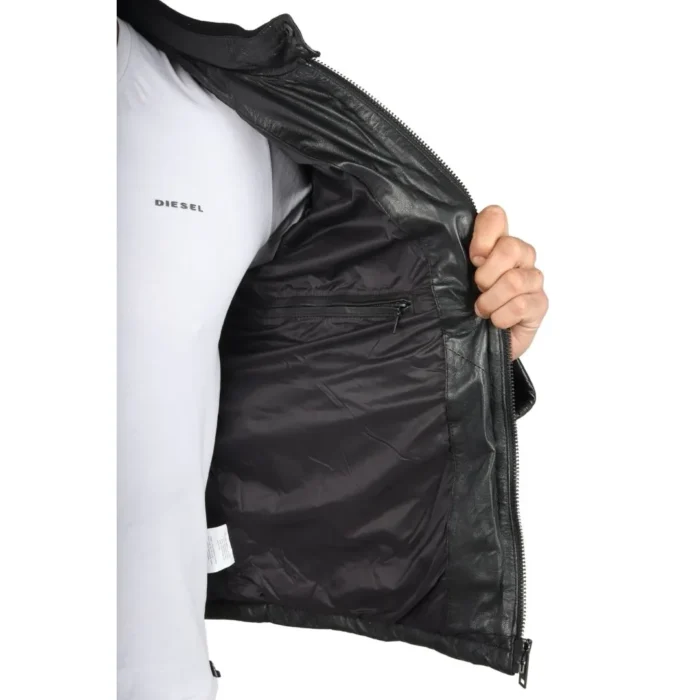 Men's Quilted Puffer Padded Biker Motorcycle Style Real Leather Jacket - Image 4