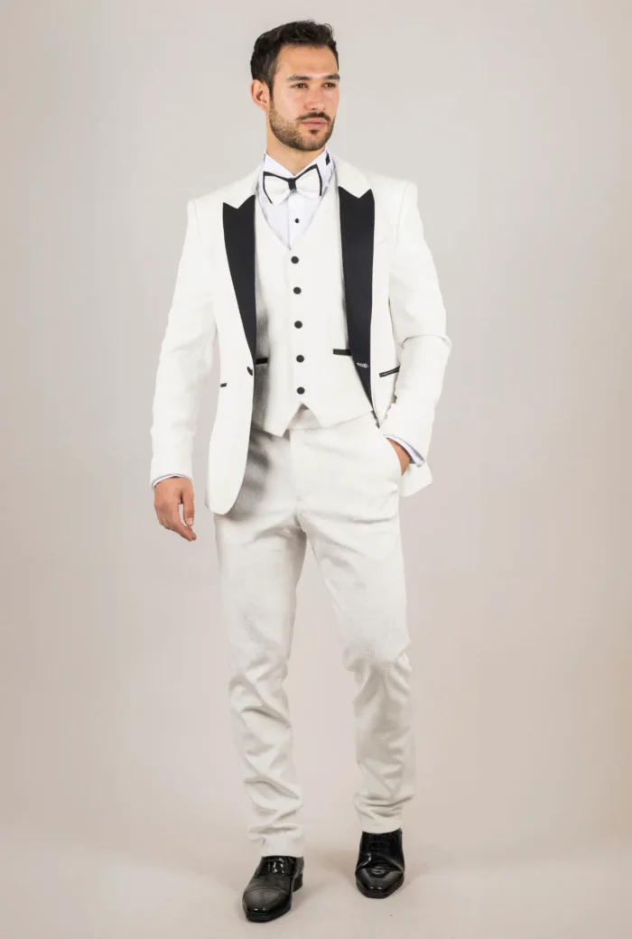 TruClothing AK-24 - Men's White 3 Piece Wedding Tuxedo Suit - Image 1