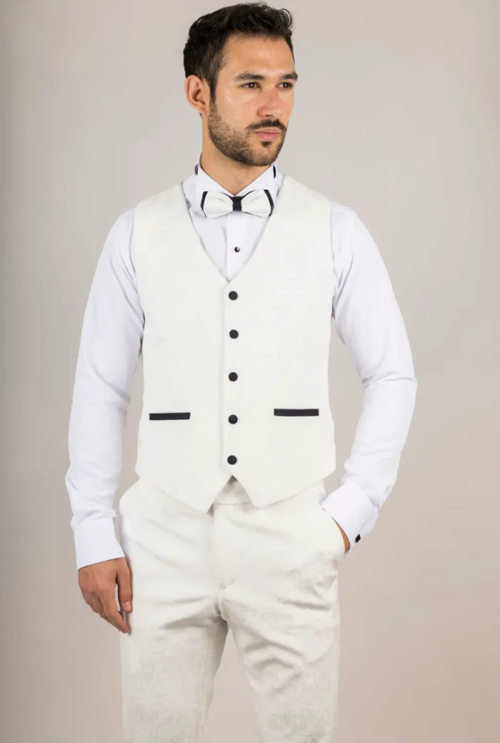 TruClothing AK-24 - Men's White 3 Piece Wedding Tuxedo Suit - Image 4