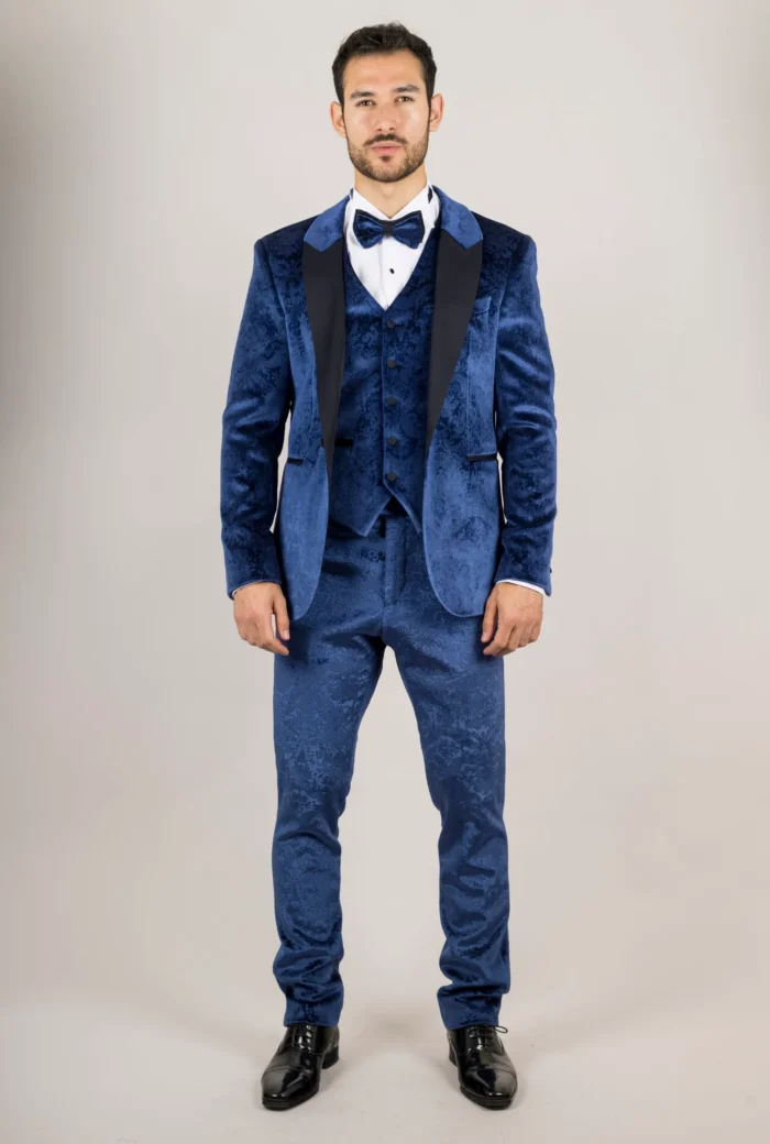 TruClothing AK-27 - Men's Blue 3 Piece Wedding Tuxedo Suit - Image 1