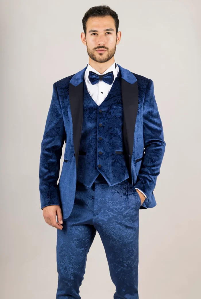 TruClothing AK-27 - Men's Blue 3 Piece Wedding Tuxedo Suit - Image 2