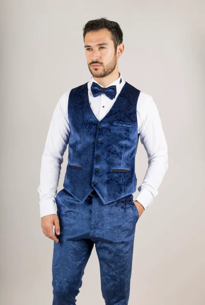 TruClothing AK-27 - Men's Blue 3 Piece Wedding Tuxedo Suit - Image 4