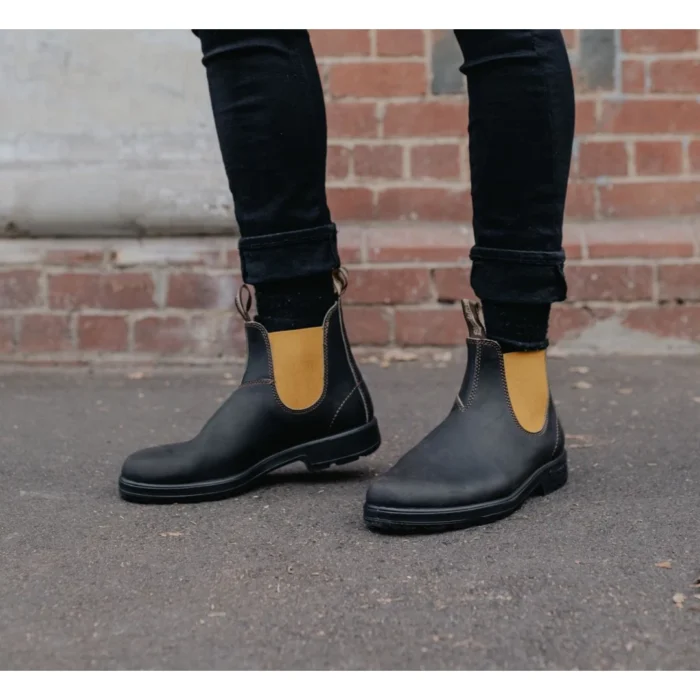 Blundstone 1919 Brown Mustard Leather Chelsea Boots Stitch Camel Slip On - Image 7