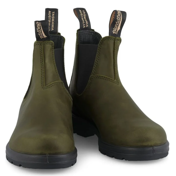 Blundstone 2052 Green Leather Chelsea Boots Olive Khaki Classic Slip On - Image 3