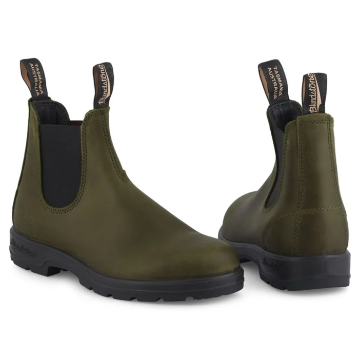 Blundstone 2052 Green Leather Chelsea Boots Olive Khaki Classic Slip On - Image 4
