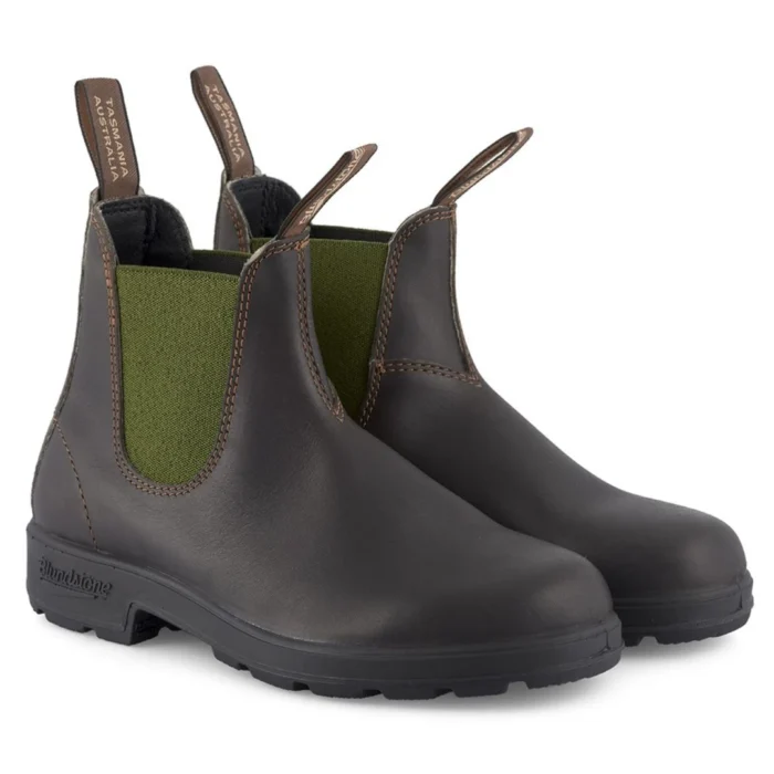 Blundstone 519 Stout Brown Olive Leather Chelsea Boots Unisex Classic - Image 3