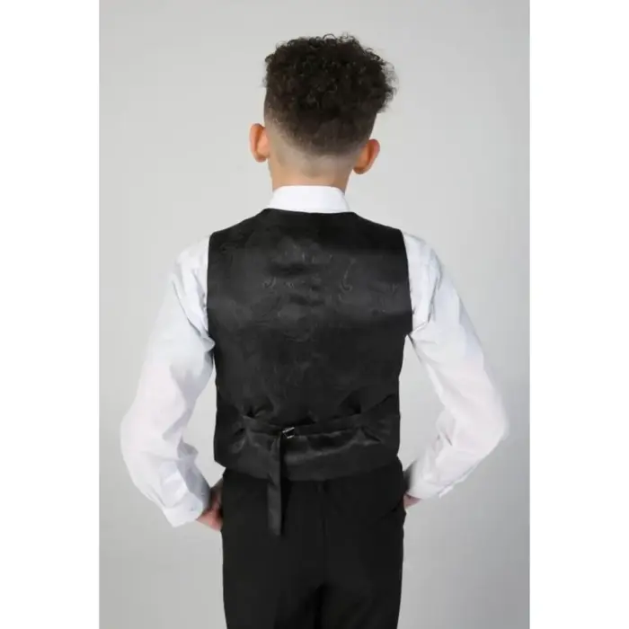 Boys 3 Piece Black Classic Satin Tuxedo Dinner Suit Wedding - Image 7