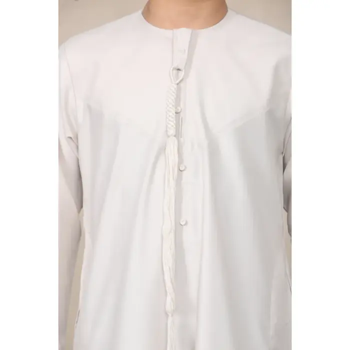 Boy's Thobe Emirati Omani Jubba Islamic Clothing Muslim Kaftan Eid Robe String Tassel - Image 4
