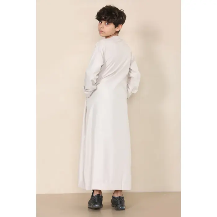 Boy's Thobe Emirati Omani Jubba Islamic Clothing Muslim Kaftan Eid Robe String Tassel - Image 3