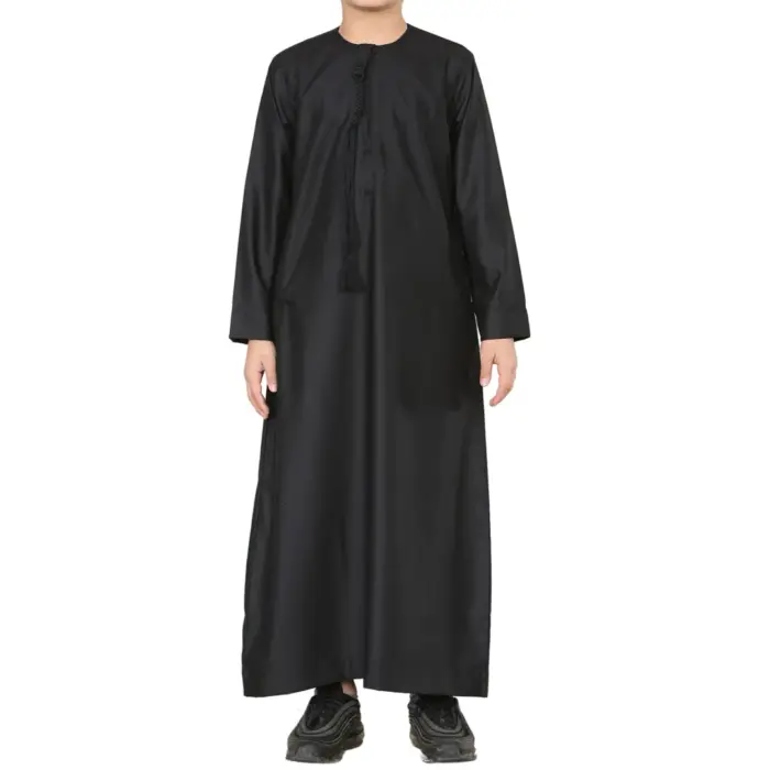 Boy's Thobe Emirati Omani Jubba Islamic Clothing Muslim Kaftan Eid Robe String Tassel - Image 7