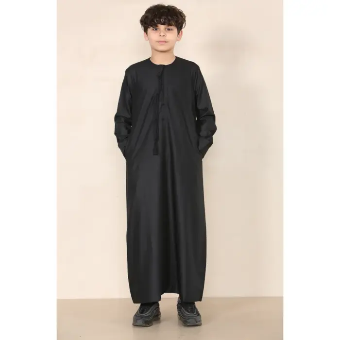 Boy's Thobe Emirati Omani Jubba Islamic Clothing Muslim Kaftan Eid Robe String Tassel - Image 12