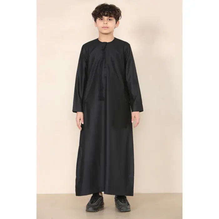 Boy's Thobe Emirati Omani Jubba Islamic Clothing Muslim Kaftan Eid Robe String Tassel - Image 11