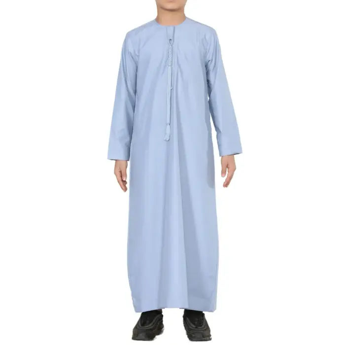 Boy's Thobe Emirati Omani Jubba Islamic Clothing Muslim Kaftan Eid Robe String Tassel - Image 13