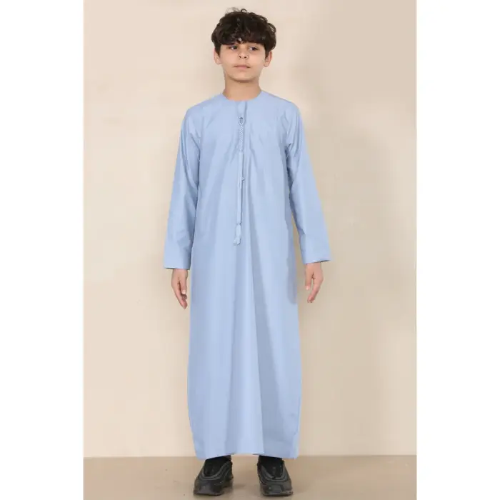 Boy's Thobe Emirati Omani Jubba Islamic Clothing Muslim Kaftan Eid Robe String Tassel - Image 18